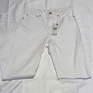 Mango Straight Leg White Jeans